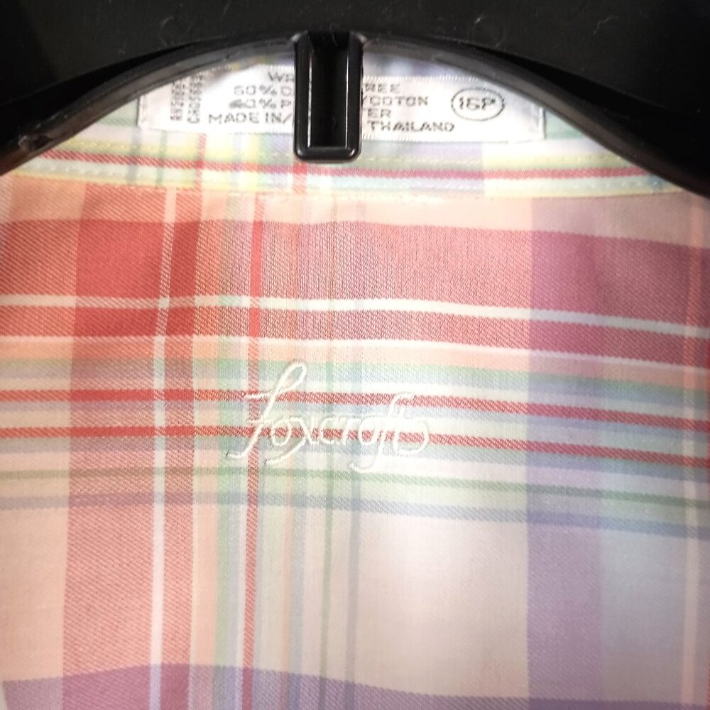Foxcroft Wrinkle Free Plaid Button Front Shirt Women 16P Long Sleeve - Picture 4 of 4